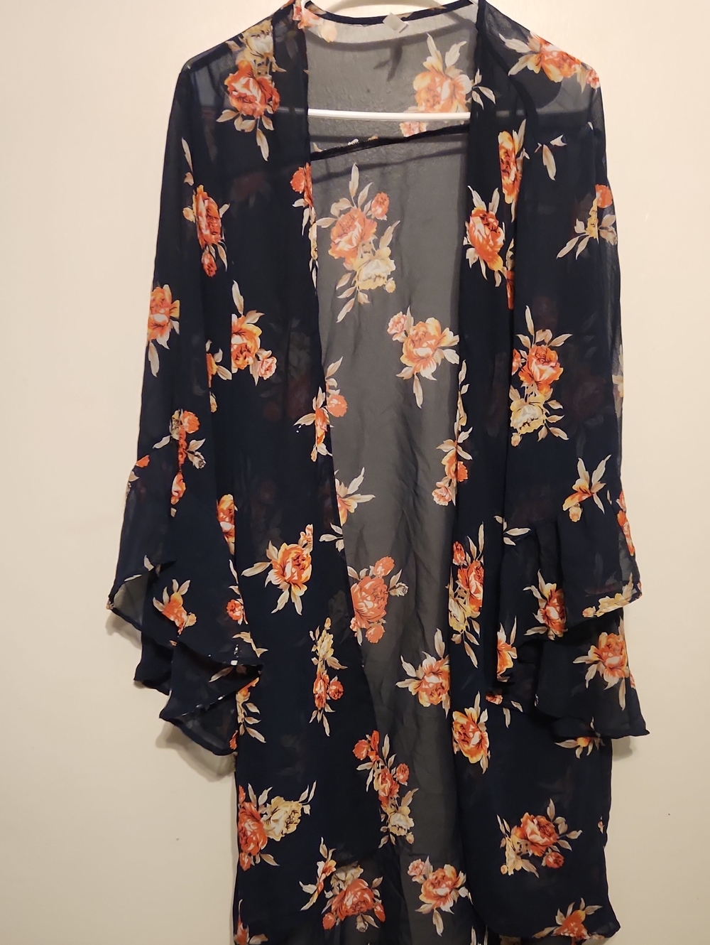 Live 4 Truth Navy Floral Ruffle Sleeve Skirt Kimono